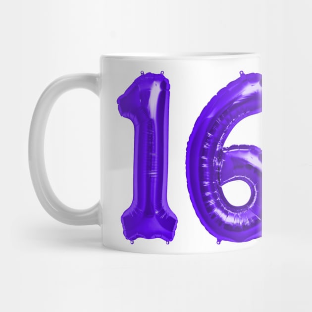 Purple 16th Birthday Metallic Helium Balloons Numbers by podartist